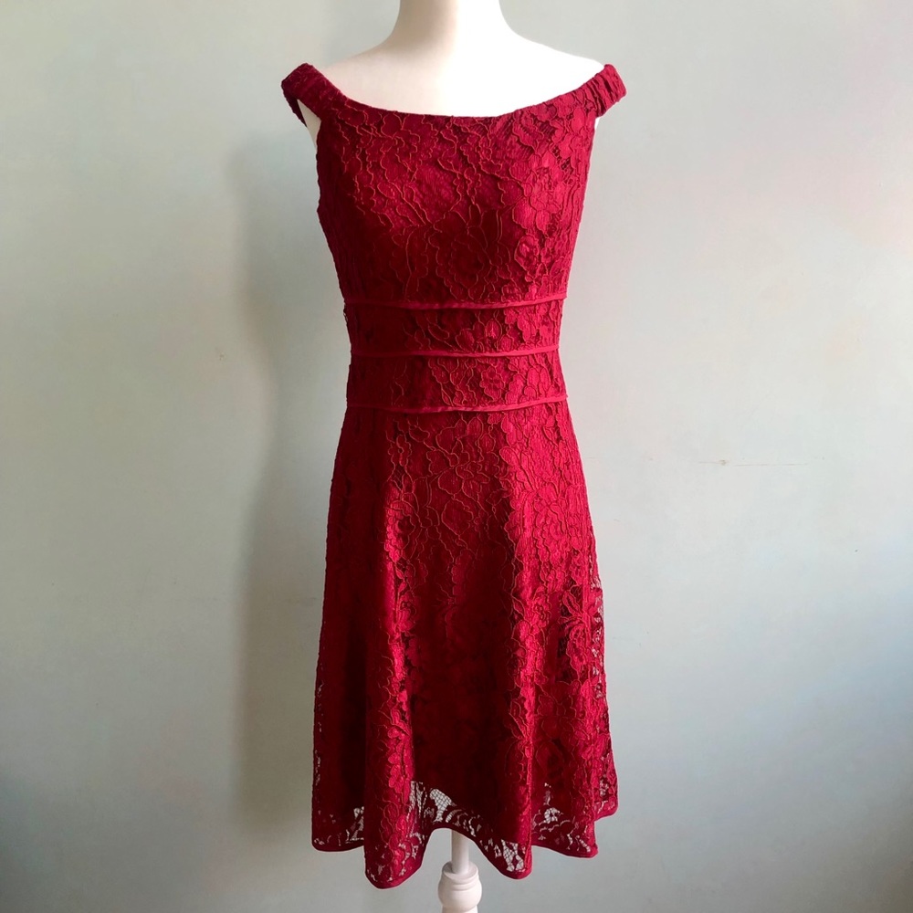 Red Lace White House Black Market Dress
